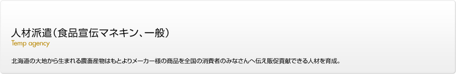 人材派遣（食品宣伝マネキン、一般）